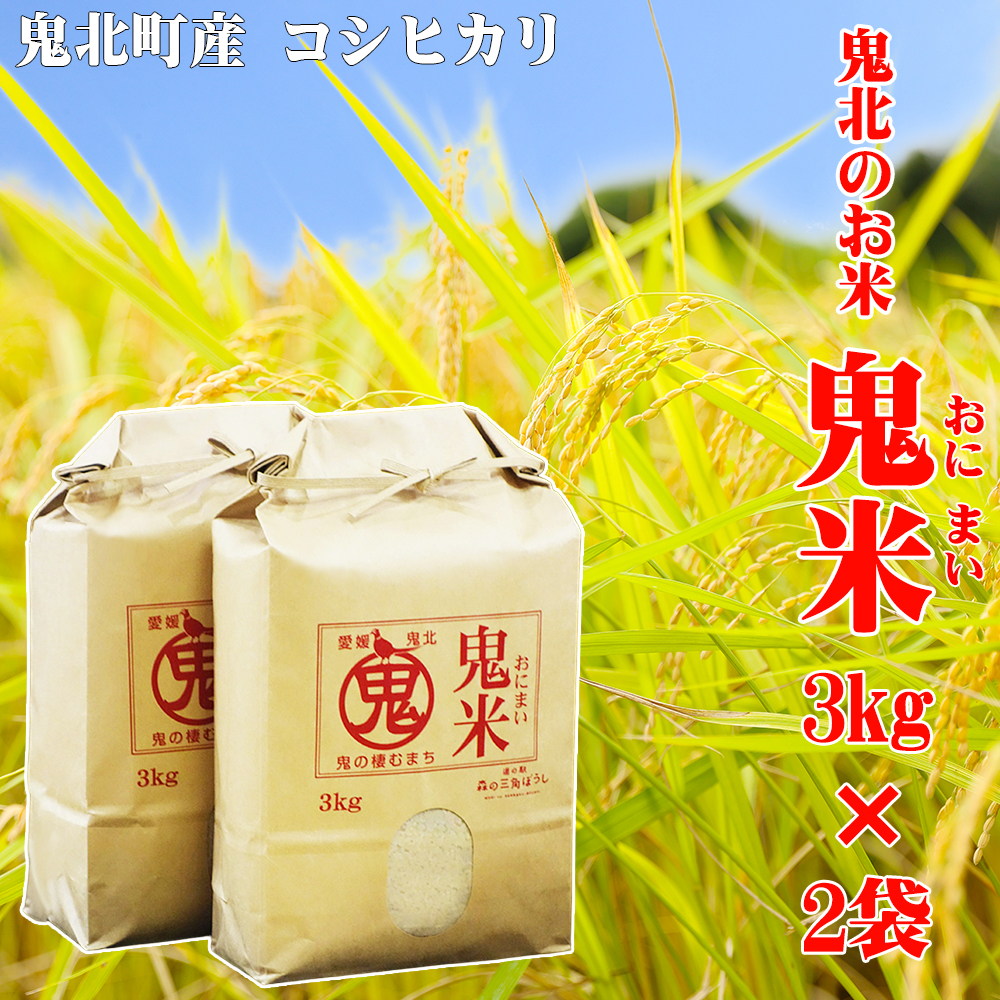 鬼北のお米「鬼米(おにまい)」3kg×2袋 | こしひかり 愛媛 鬼北町 ブランド米 精米愛媛県鬼北町20000米・パン白米
