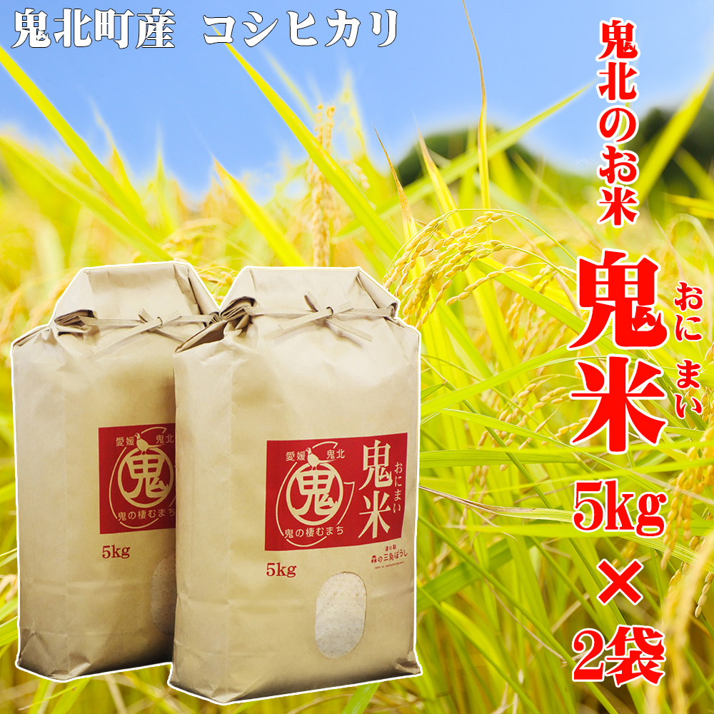 鬼北のお米「鬼米(おにまい)」5kg×2袋 | こしひかり 愛媛 鬼北町 ブランド米 精米愛媛県鬼北町26000米・パン白米