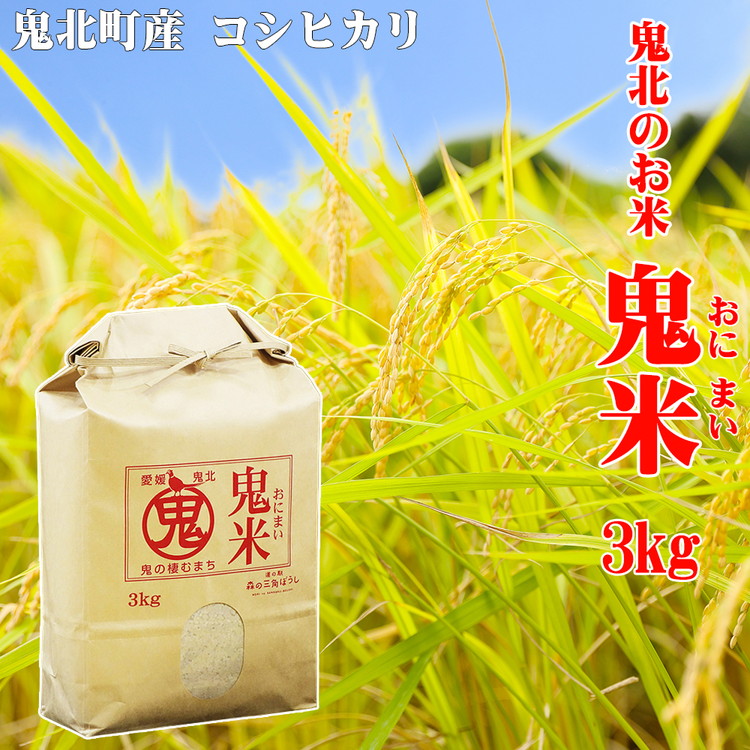 【定期便】鬼北のお米「鬼米(おにまい)」3kg×1袋 6ヶ月連続お届け<米 コメ お米 こしひかり 定期便 ブランド米 精米 愛媛県 鬼北町>愛媛県鬼北町68000米・パン白米