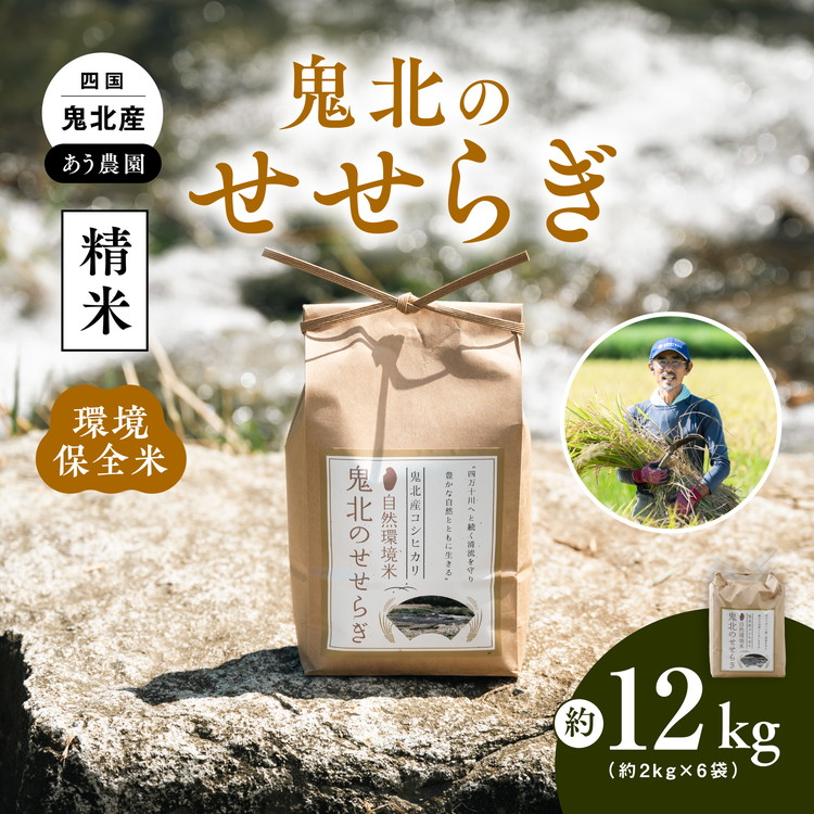【令和6年産】【自然環境米】鬼北のせせらぎ2kg×6袋セット(鬼北産コシヒカリ) | お米 お米不足 お米品薄 おいしい お米 事業者支援  白米 精米 国産 限定 ごはん ご飯 白飯 ゴハン 愛媛県