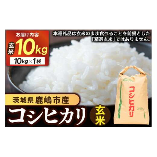 【先行予約】 茨城県 鹿嶋市産 厳選 コシヒカリ 玄米 10kg お米 ブランド米 10キロ (KDS-13)茨城県鹿嶋市25000米・パン白米