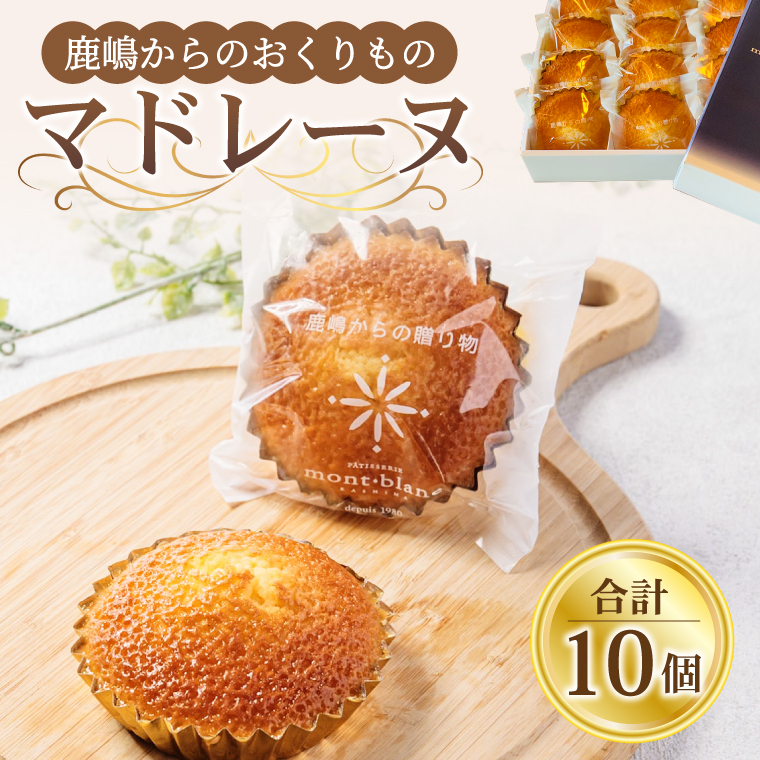 鹿嶋からのおくりもの マドレーヌ10個【鹿嶋市 焼菓子 スイーツ デザート 洋菓子 ギフト オリジナル ボックス 茨城県産 おいしい】(KD-17)茨城県鹿嶋市9000菓子・スイーツ