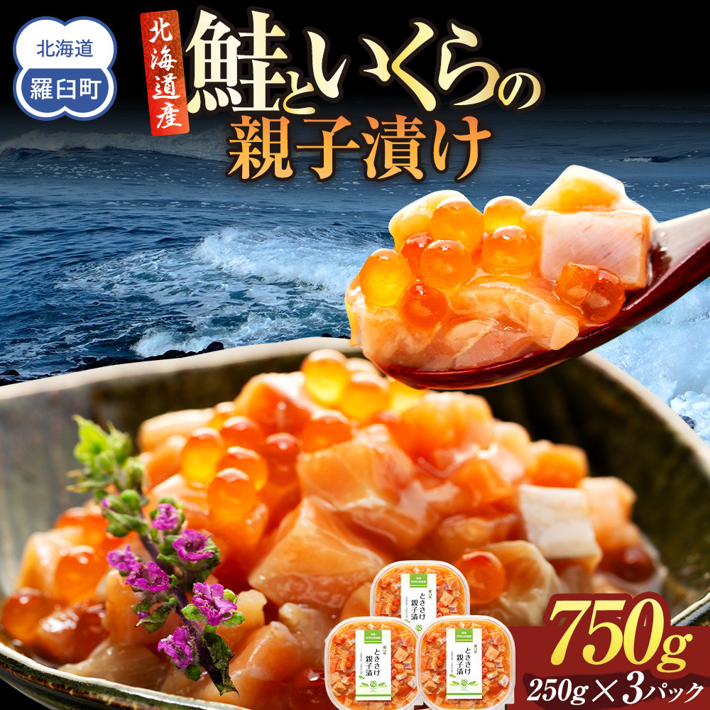 【2025年10月発送】北海道産 鮭といくらの親子漬け 750g (250g × 3パック) 小分け 国産 北海道 羅臼 サケ さけ シャケ しゃけ イクラ 魚卵 鮭卵 醤油漬け しょうゆ漬け 親子丼 海鮮丼 ご飯のお