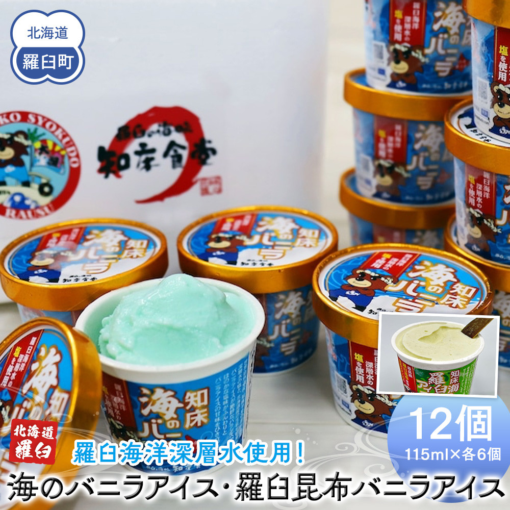 羅臼海洋深層水使用! 海のバニラアイス・羅臼昆布バニラアイス 12個セット  アイスクリーム スイーツ デザート 夏 北海道 羅臼町 知床 生産者 支援 応援北海道羅臼町15000菓子・スイーツア
