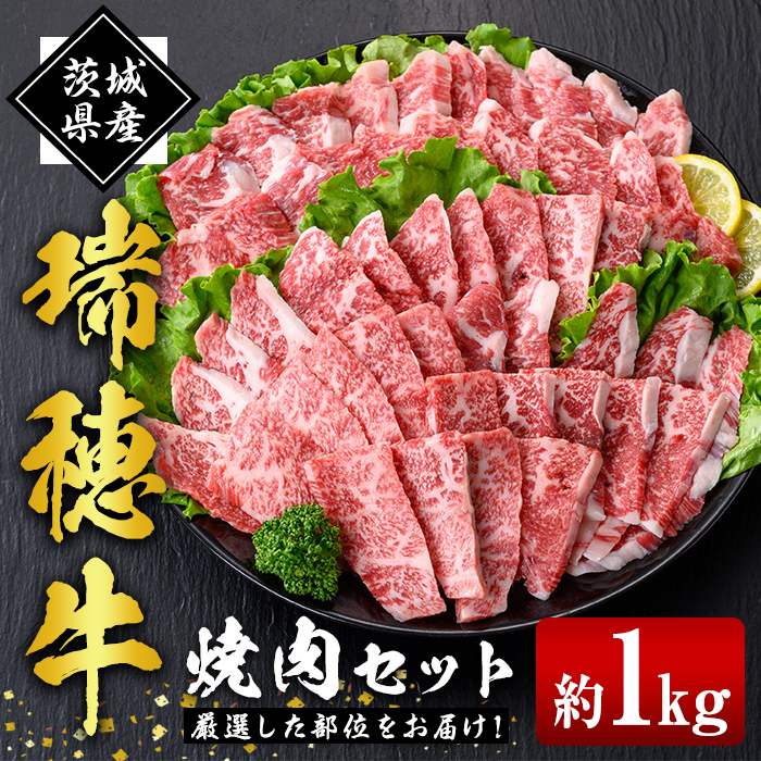 瑞穂牛焼肉セット 1.0Kg 牛肉 やきにく バラ 肩ロース 肩 肩バラ トモサンカク イチボ ブランド牛 冷凍配送 茨城県 お中元 焼肉の日 敬老の日 常陸牛 焼肉 盛り合わせ 食べ比べ 国産 肉 BBQ セ