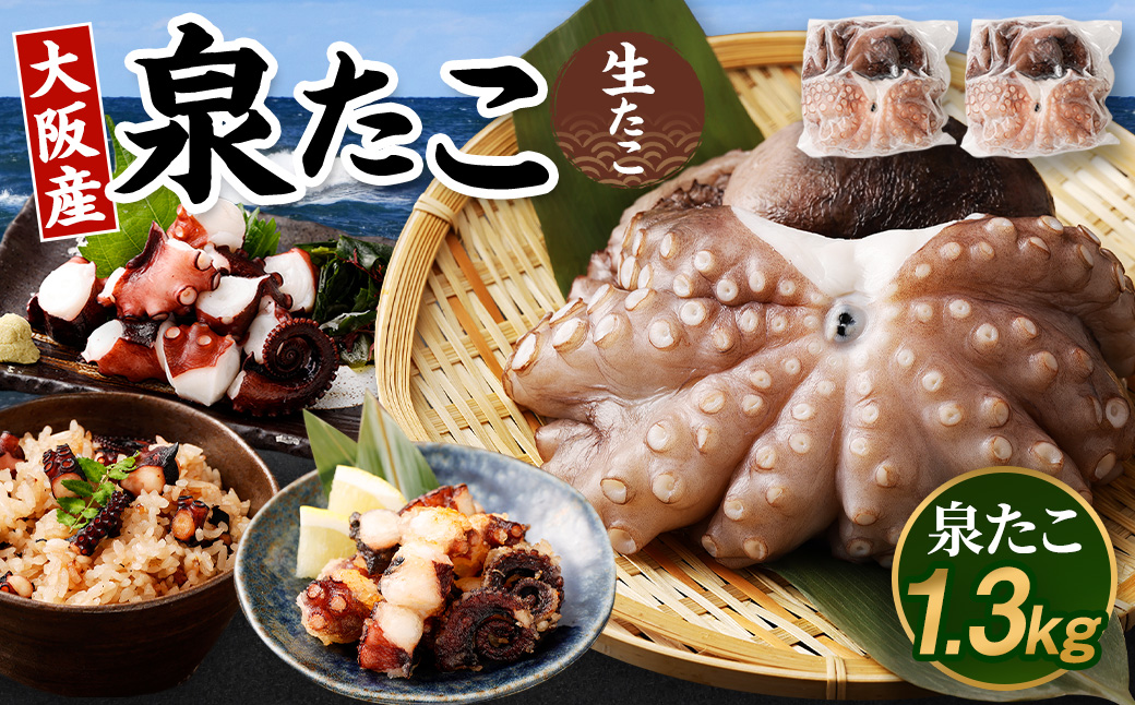 大阪産 泉タコ (生たこ)  計1.3kg 650g(1〜3杯)×2袋 魚介類 海鮮 タコ たこ 真蛸 スミ抜き 塩もみ処理 下処理済み 簡単調理 冷凍大阪府阪南市20000魚介・海産物イカ・タコ・ウニ