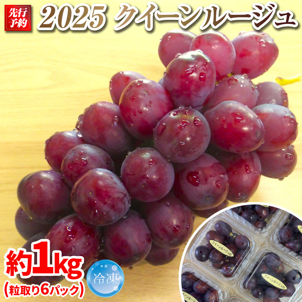 2025 P クイーンルージュ? 冷凍粒採り6パック  約1キロ 長野県産【10月中旬頃〜順次発送予定】国際特許有機肥料栽培長野県大町市20000果物・フルーツマスカット・ぶどう