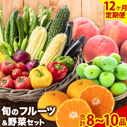 【12ヶ月定期便】紀の川市の恵み 旬のフルーツ&野菜セット 計8~10品《お申込み月翌月から出荷開始》和歌山県 紀の川市 フルーツ 果物 野菜 セット 桃 梅 みかん 新玉ねぎ なす トマト キャ