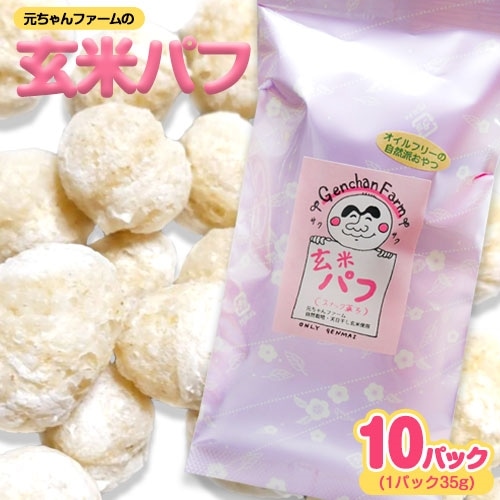 玄米パフ(10パック入り) 1パック35g 自然で優しい素朴なスナック菓子 元ちゃんファーム《90日以内に出荷予定(土日祝除く)》 和歌山県 紀の川市 玄米 パフ ---wsk_gncgpfsn_90d_22_14000_350g---和歌山県