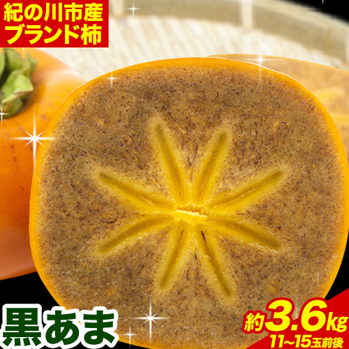 <先行予約>紀の川市産 黒あま 種なし 約3.6kg(11〜15玉前後)4L〜2Lサイズ《2025年10月中旬-11月末頃出荷》和歌山県 紀の川市 たねなし柿 くろあま 高級 産地直送 かき 柿 カキ 果物 フルーツ-