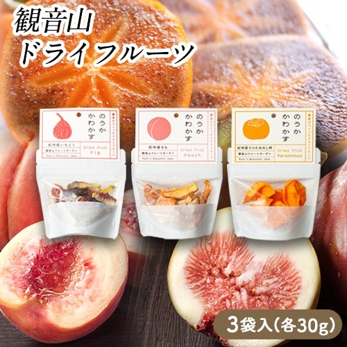 観音山ドライフルーツ(桃・いちじく・柿)各30g 有限会社柑香園 《30日以内に出荷予定(土日祝除く)》 和歌山県 紀の川市 フルーツ 果物 柿 いちじく 桃 ドライフルーツ  のうかかわかす---ws