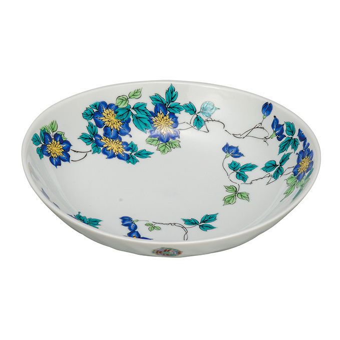 九谷焼 7号鉢/クレマチス a01 工芸品 皿 鉢皿 結婚 引き出物 金婚式 誕生日プレゼント 還暦祝い 古希 喜寿 米寿 退職 定年 プレゼント お祝い お返し お礼 石川県能美市25000雑貨・日用品食器・