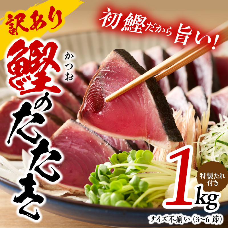 カツオたたき 1kg 初鰹 訳あり サイズ不揃い(3〜6節)特製タレ付 kgp0028大阪府泉佐野市9000魚介・海産物その他 魚介・海産物