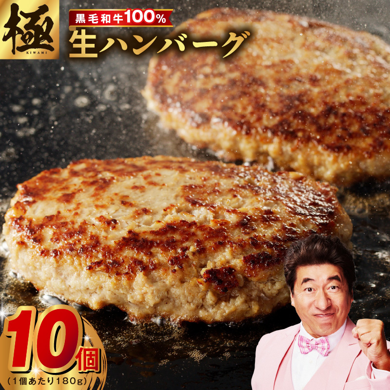 黒毛和牛100% 極み生ハンバーグ(180g)×10個 CFX0027大阪府泉佐野市9000肉牛肉