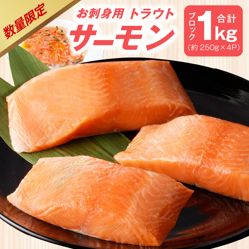 【期間限定】お刺身用 サーモン 1kg ブロック 小分け 約250g×4P ポーション 柵 訳あり サイズ不揃い kgp0048大阪府泉佐野市10000魚介・海産物その他 魚介・海産物