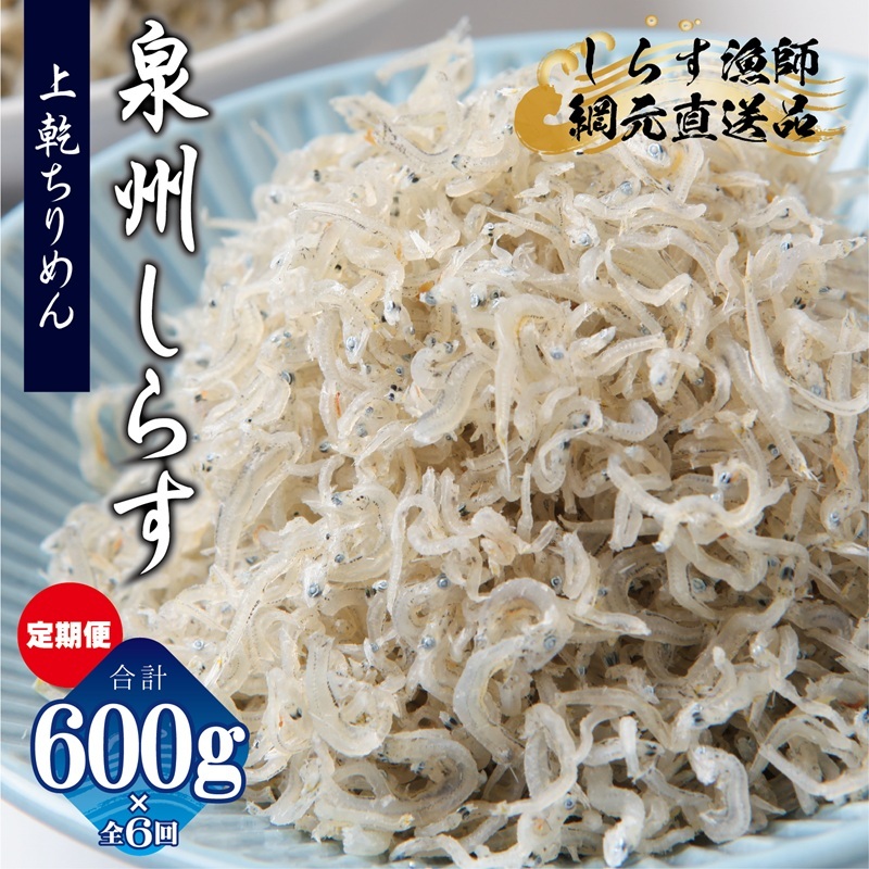 【定期便】泉州しらす (上乾ちりめん)600g×全6回 真面目漁師 濱ちゃんのこだわり G2191大阪府泉佐野市78000魚介・海産物その他 魚介・海産物
