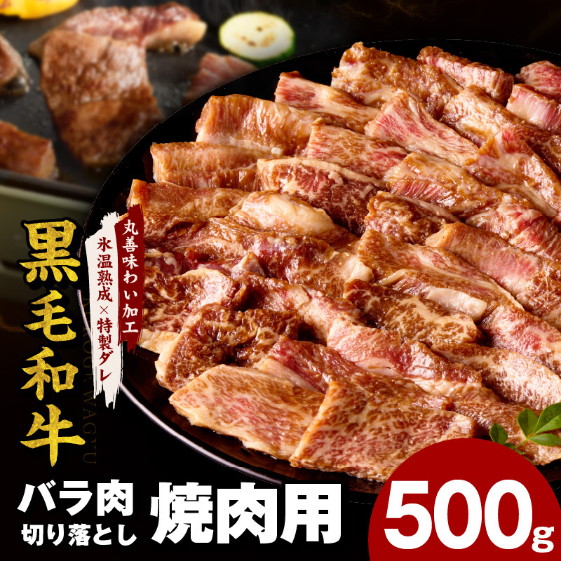 黒毛和牛 バラ 切り落とし 500g【焼肉用 氷温熟成×特製ダレ 味付け 焼くだけ 簡単調理 BBQ 牛肉】 mrz0185大阪府泉佐野市9000肉牛肉