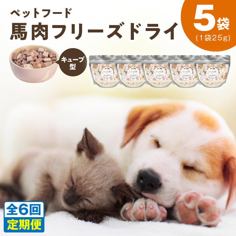 ALOHAS 馬肉フリーズドライ ペットフード 定期便 全6回【犬猫用 国産 無添加 無着色 高タンパク 低脂肪 ドッグフード キャットフード 毎月配送コース】 099Z362 大阪府泉佐野市60000肉その他 肉