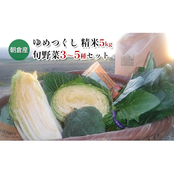 米 5kg 季節野菜 セット 精米 ゆめつくし お米 詰合せ 福岡県朝倉市16000米・パン白米