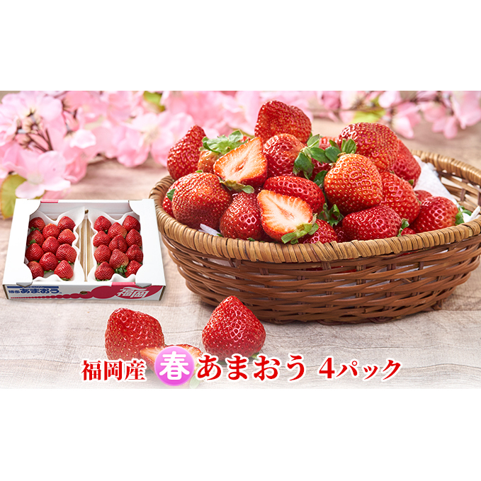 いちご あまおう 4パック 福岡産 1パックあたり約250g 春 配送不可離島 果物類 フルーツ イチゴ 苺 福岡県朝倉市14000果物・フルーツいちご
