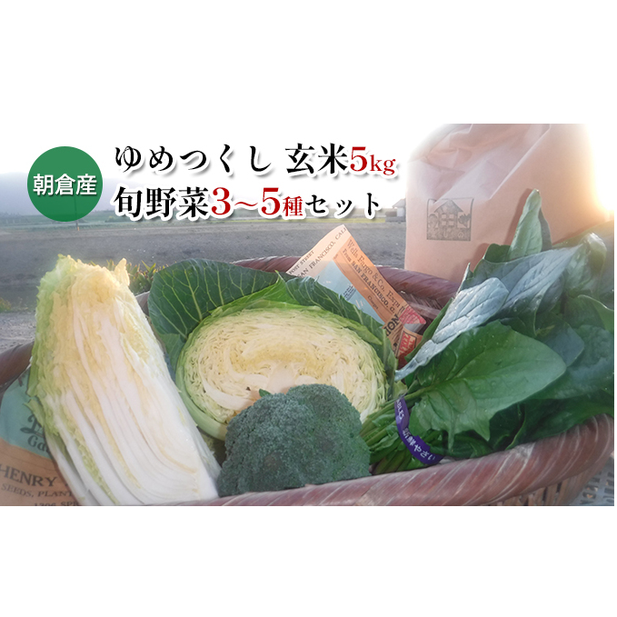米 5kg 季節野菜 セット 玄米 ゆめつくし お米 詰合せ 福岡県産 福岡県朝倉市15000米・パン玄米・雑穀米・もち米・餅
