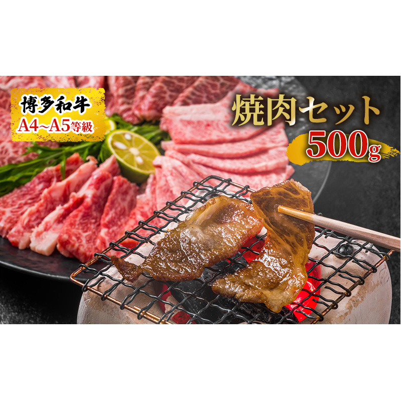 博多和牛 焼肉 セット 500g A4〜A5 配送不可:離島 バーベキュー お肉 牛肉 バラ(カルビ) ロース 福岡県朝倉市15000肉牛肉