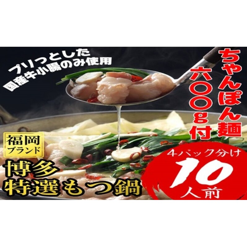 もつ鍋 福岡ブランド 博多特選もつ鍋(プリプリの国産牛小腸のみ使用 10人前・醤油味)福岡県朝倉市21000鍋セット・総菜・加工食品鍋セット
