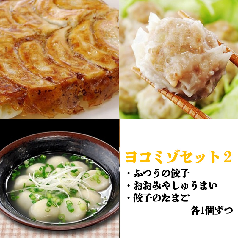 ヨコミゾセット2(ふつうの餃子・おおみやしゅうまい・餃子のたまご 各1個ずつ) 【11100-0483】埼玉県さいたま市11000鍋セット・総菜・加工食品総菜