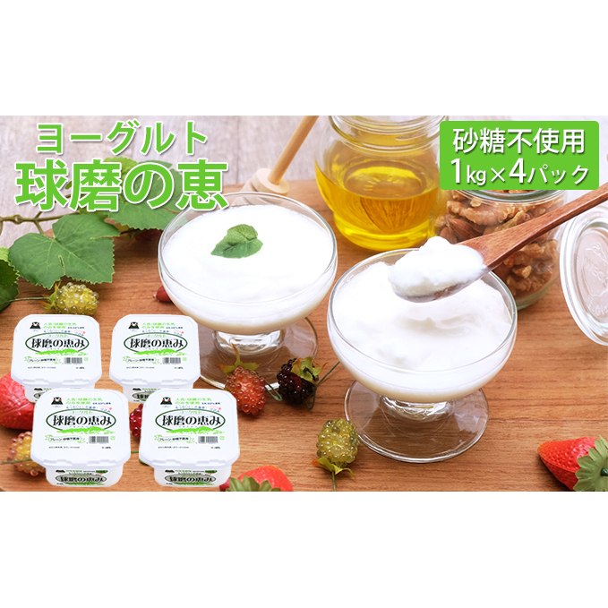 球磨の恵ヨーグルト 1kg×4パック(砂糖不使用) 乳製品 熊本県錦町15000卵・乳製品ヨーグルト