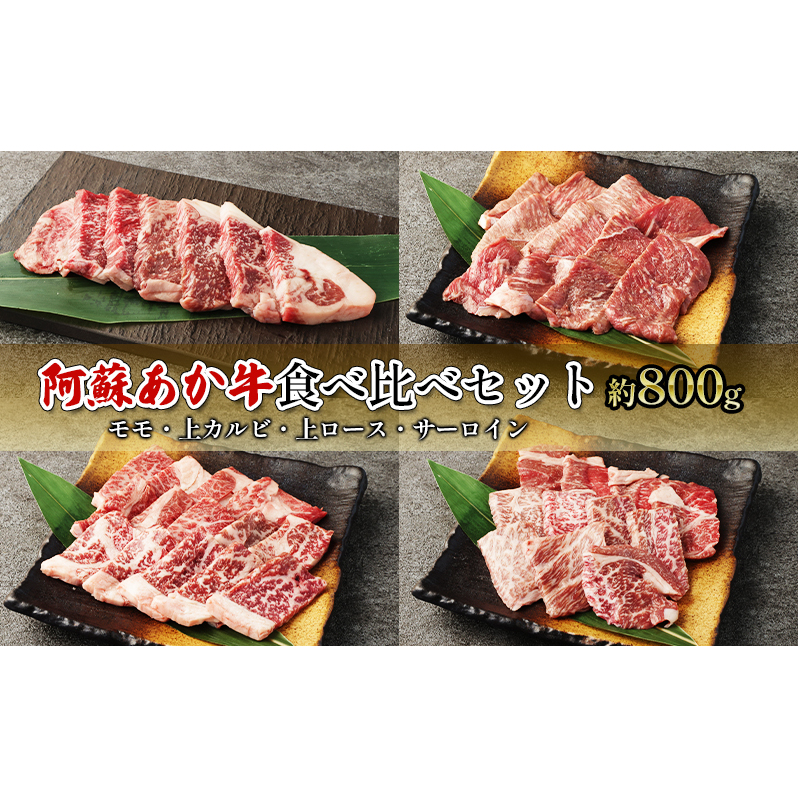 焼肉 食べ比べ セット 約800g モモ 上カルビ 上ロース サーロイン 阿蘇 あか牛 赤牛 焼き肉 肉 お肉 牛肉 配送不可:離島 熊本県錦町40000肉牛肉