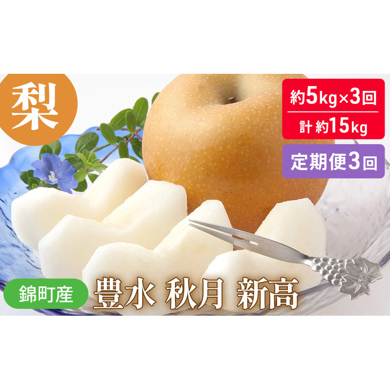 定期便 3回 梨 約5kg×3回 計約15kg 豊水 秋月 新高  錦町産 ナシ 果物 くだもの なし デザート フルーツ お楽しみ ※配送不可:離島 熊本県錦町53000果物・フルーツりんご・梨