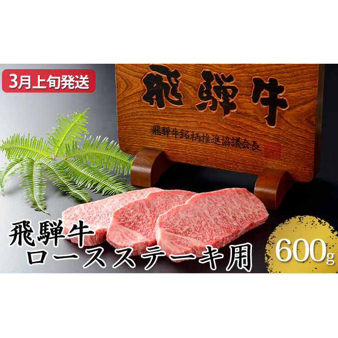 【3月上旬発送】飛騨牛ロースステーキ用600g(5等級・冷凍)岐阜県輪之内町50000肉牛肉