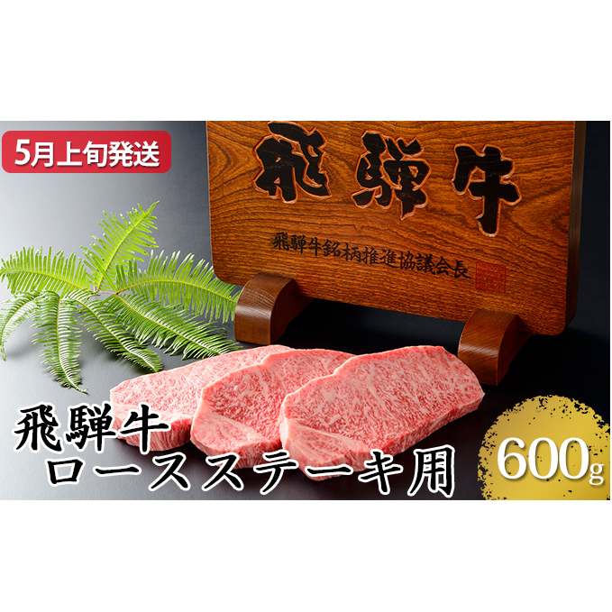 【5月上旬発送】飛騨牛ロースステーキ用600g(5等級・冷凍)岐阜県輪之内町50000肉牛肉