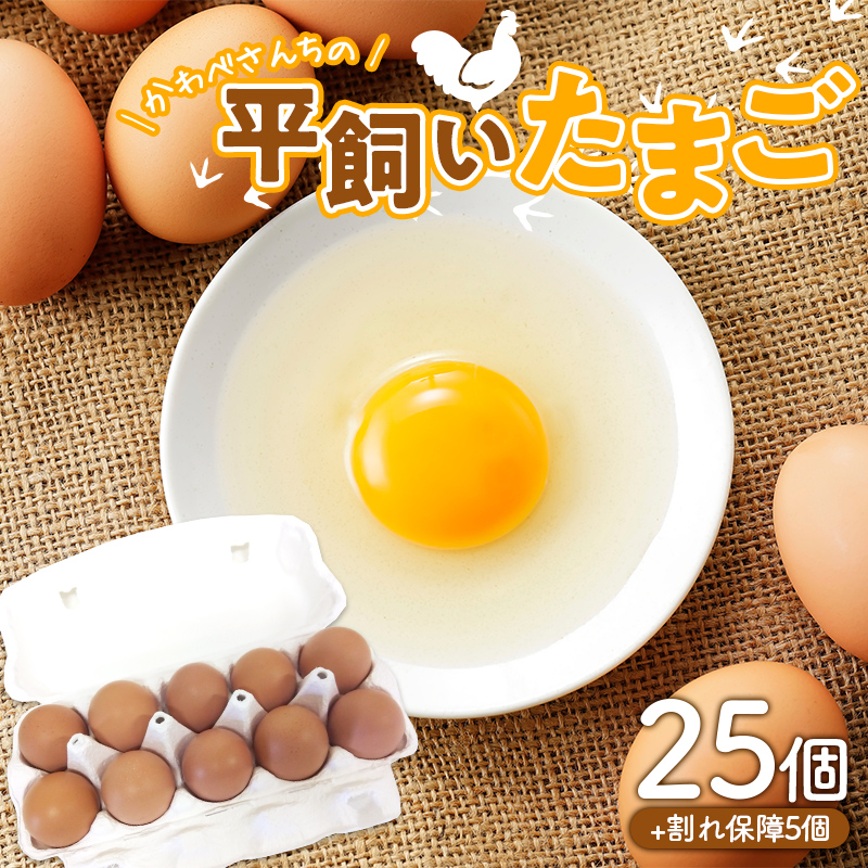 かわべさんちの平飼いたまご 25個（プラス割れ保障 5個） 計30個