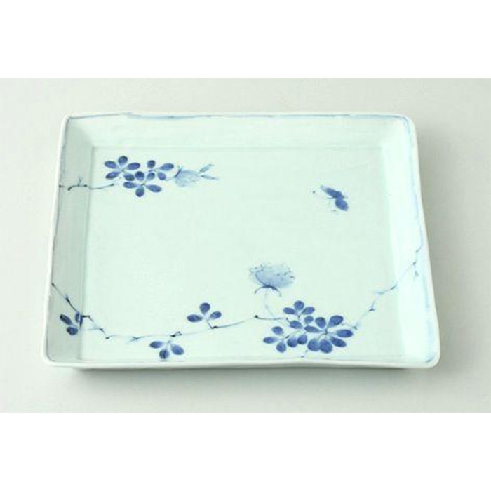 【波佐見焼】23.5×23.5cm手描き角盛皿 野原  【西海陶器】10650長崎県30000雑貨・日用品食器・グラス