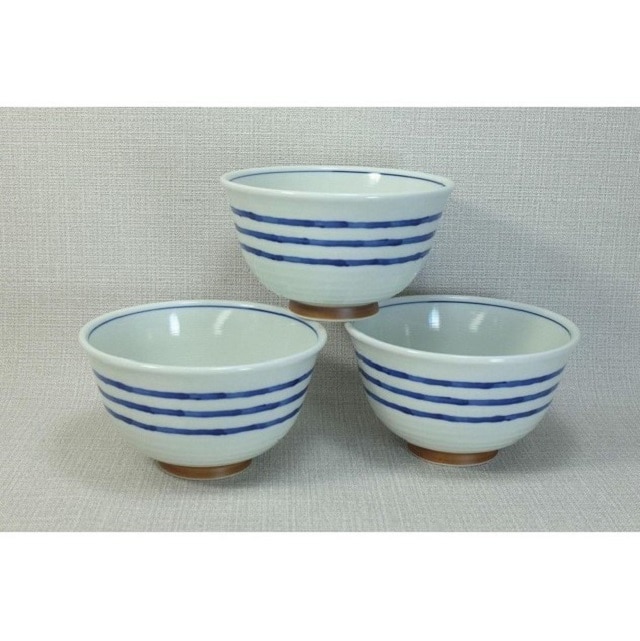 【AB1109】【波佐見焼】14×8.5cmふんわり軽いお好み丼 3個組 ライン十草 【西海陶器】3 20970長崎県21000雑貨・日用品食器・グラス