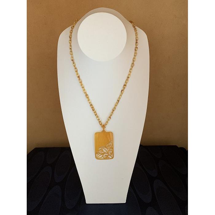 【AB166】白甲すかしプレートロングペンダント長崎県357000衣類・装飾品・工芸品その他 装飾品・工芸品