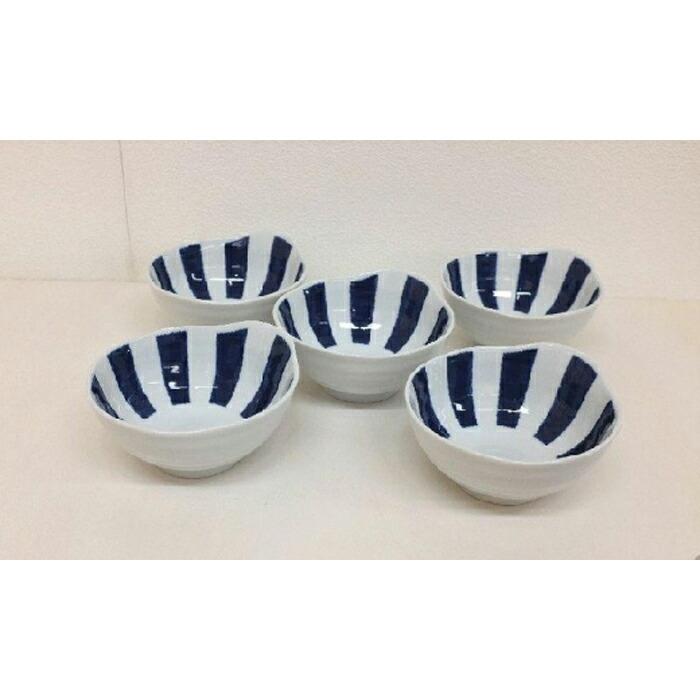 【AB402】【波佐見焼】φ約13cmとんすい小鉢5個組藍染十草 【西海陶器】 5 32547長崎県11000雑貨・日用品食器・グラス