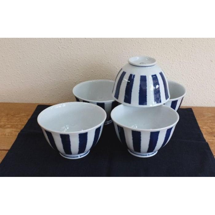 【AB404】【波佐見焼】φ13.5cm軽量小さめ丼5個組藍染十草 【西海陶器】 5 32566長崎県13000雑貨・日用品食器・グラス