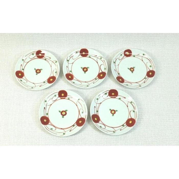 【波佐見焼】10.5×1.5cm 小皿5枚組 赤絵小花 【西海陶器】5 63282長崎県23000雑貨・日用品食器・グラス
