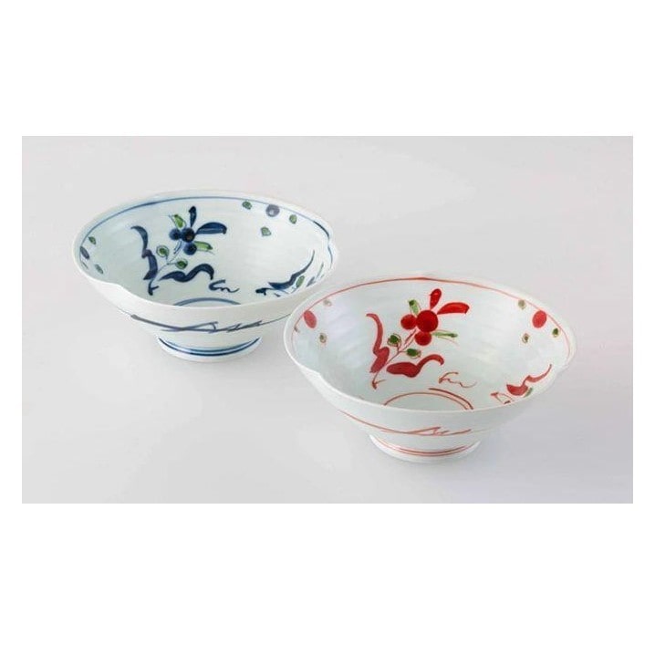 【AB955】【波佐見焼】φ18×7cm手描き鉢・丼2柄2個組 万歴【西海陶器】1 20594長崎県21000雑貨・日用品食器・グラス