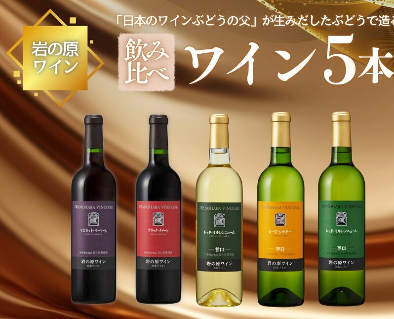 ワイン 岩の原ワイン 善兵衛品種 飲み比べ 5本 セット お酒 おすすめ 岩の原 ふるさと納税 酒 新潟 上越新潟県上越市81000酒・アルコールワイン