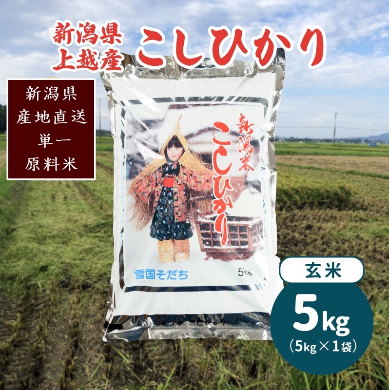 米 令和6年産・新潟県上越産/コシヒカリ 玄米5kg(1袋)|美味安全野菜栽培士が栽培したお米 こしひかり新潟県上越市14000米・パン玄米・雑穀米・もち米・餅