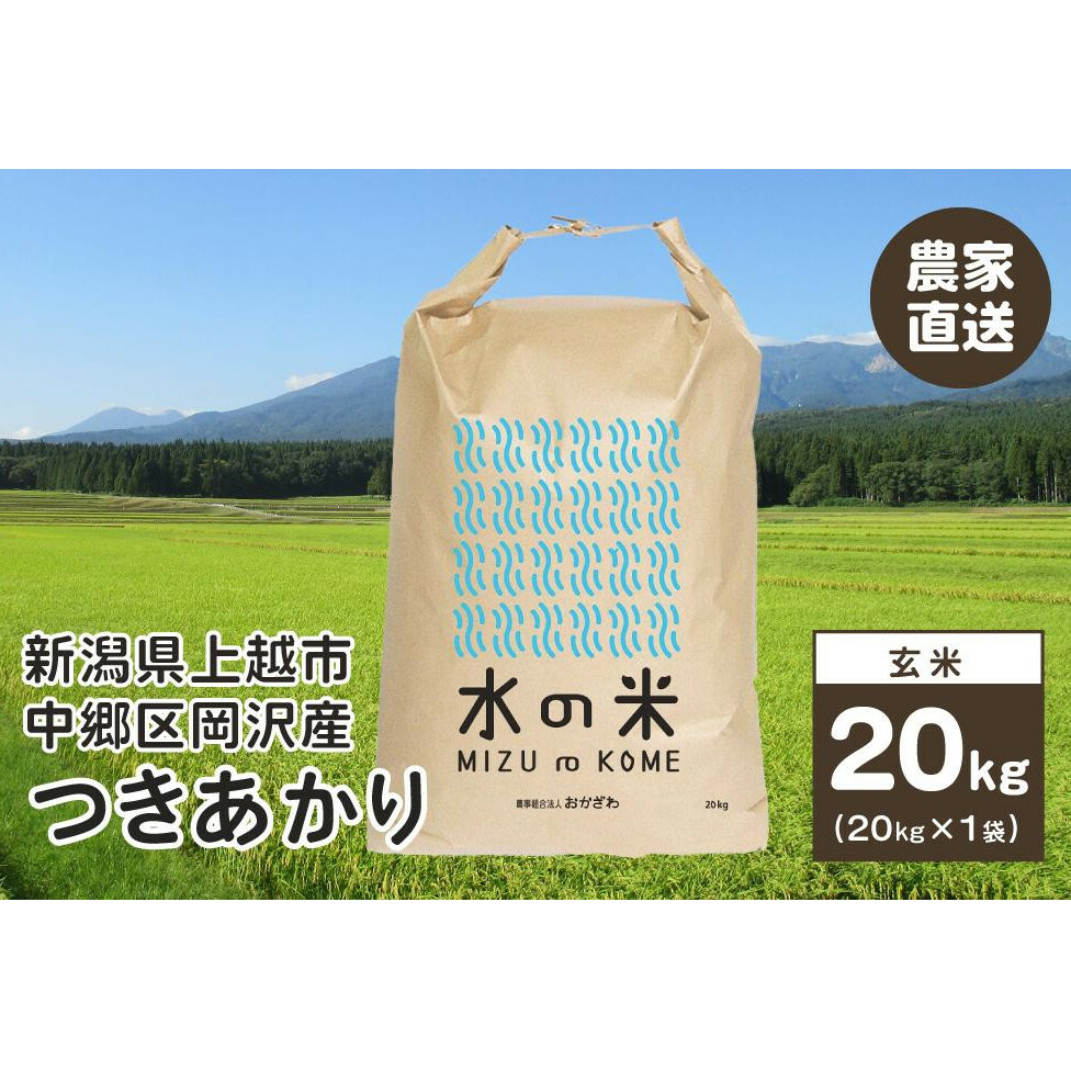 米 お米 百名山が育む水の米 つきあかり 玄米20kg 1袋 令和5年産 上越市中郷区岡沢産 農家直送 こめ 新潟新潟県上越市34000米・パン玄米・雑穀米・もち米・餅