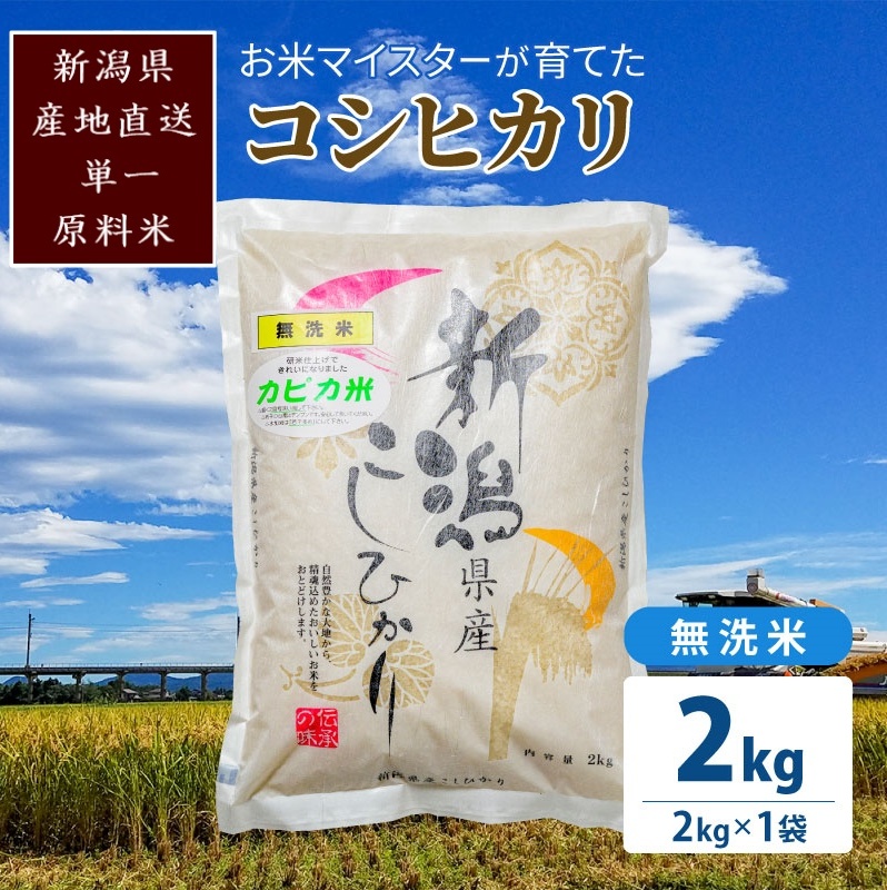 令和5年産 お米マイスターが育てた上越産コシヒカリ2kg(2kg×1) 無洗米 精米 こしひかり 米 新潟県産 産直新潟県上越市6000米・パン無洗米