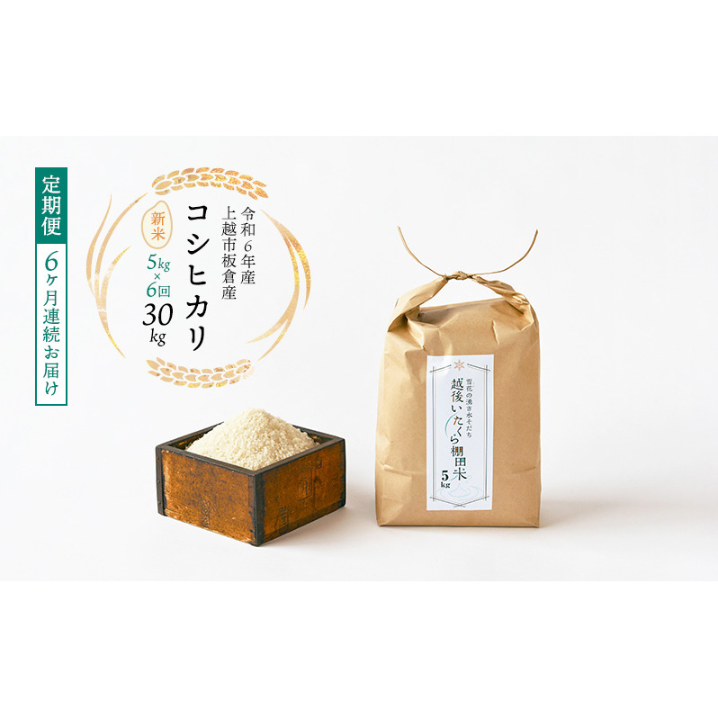 令和7年産 棚田米 上越市板倉産 コシヒカリ 定期便 【6ヶ月連続お届け】5kg×6回 30kg  新米 精米 新潟 米 新潟県 こしひかり 限定 おすすめ新潟県上越市81000米・パン白米