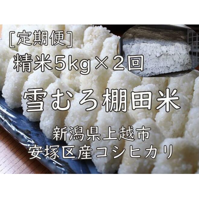 令和7年 新潟県産 棚田米 コシヒカリ 精白米 定期便 10kg 10キロ (5kg×2回) 雪中貯蔵 雪むろ こしひかり 精米 お米 こめ 新潟 上越 米 新潟県上越市36000米・パン白米