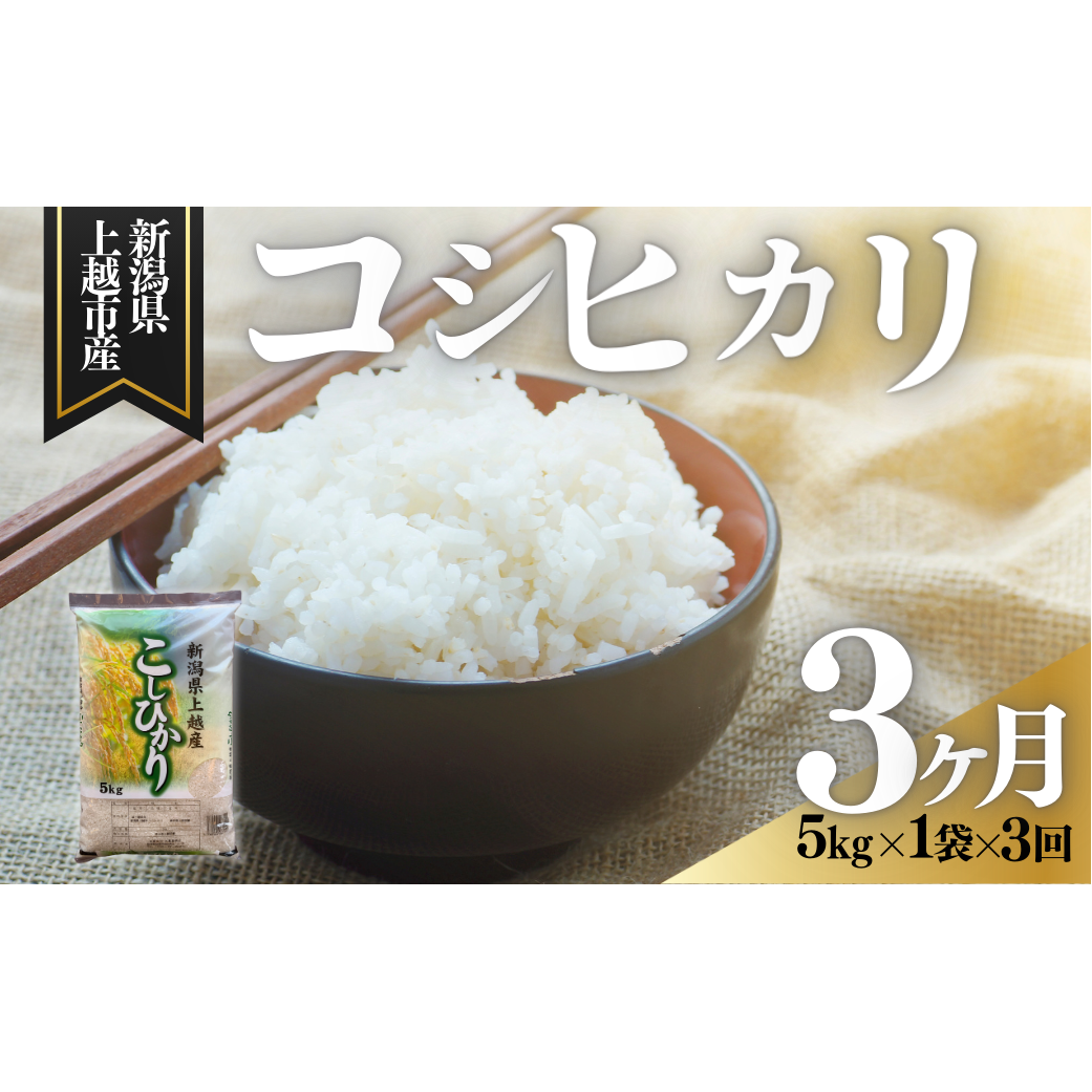 上越市産 新潟 コシヒカリ 5kg 3か月定期便 こしひかり お米 精米 米 ご飯 定期新潟県上越市51000米・パン白米
