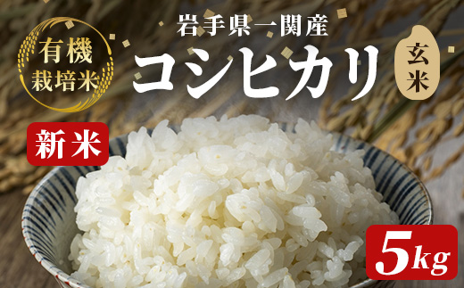 《 新米先行予約 》令和7年産 新米 有機栽培米 コシヒカリ 5kg 【玄米】岩手県一関市19000米・パン玄米・雑穀米・もち米・餅