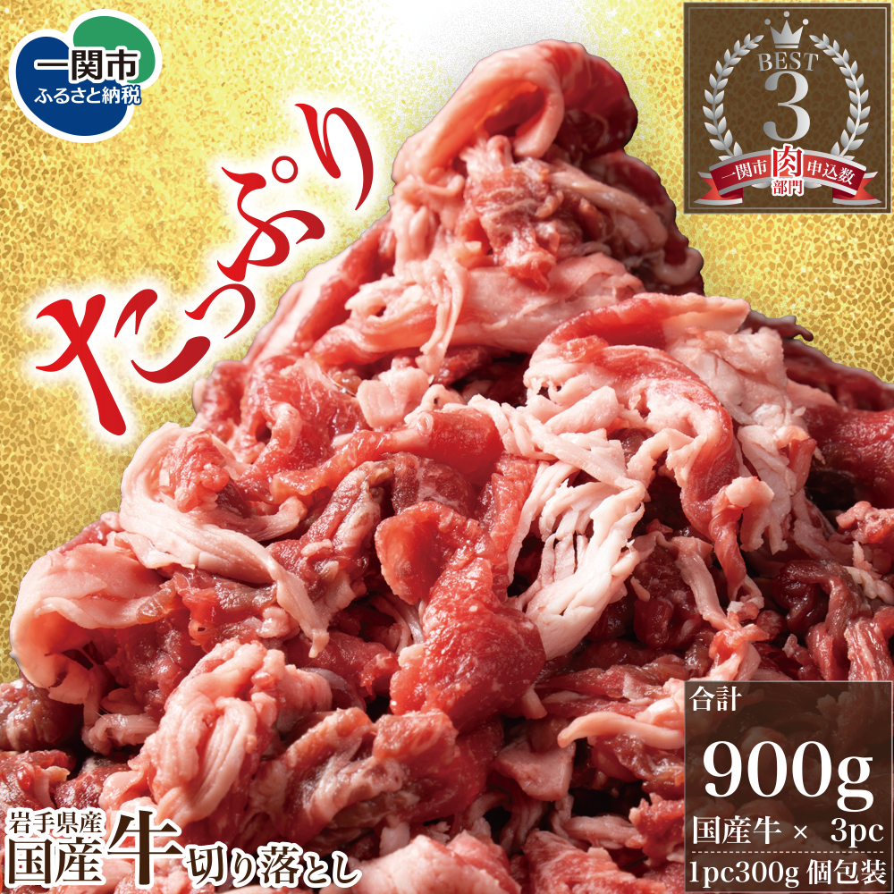 格之進 国産牛 切り落とし 900g (300g×3パック) ふるさと納税 贈り物 プレゼント ギフト 焼肉 すき焼き ステーキ しゃぶしゃぶ 鍋 バーベキュー BBQ 肉 牛肉 人気 小分け 国産 冷凍 お弁当 高級